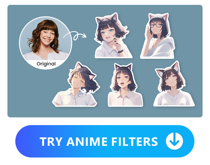 create cutout stickers by applying anime filters with PhotoDirecto